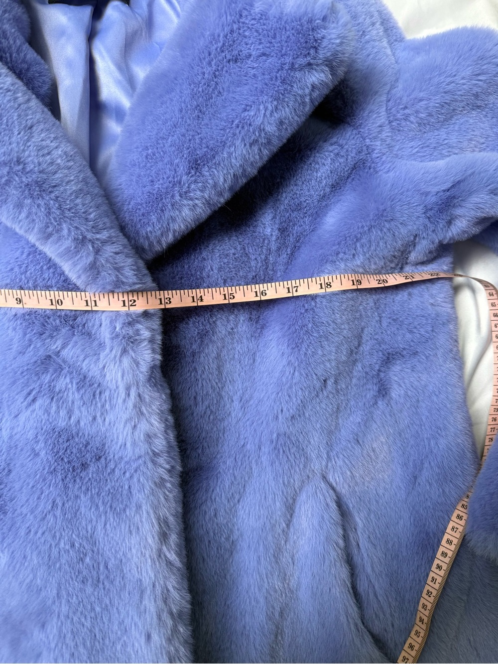 Donna Salyers Fabulous Furs Faux Fur Coat L Periwinkle Blue Plush Oversized - Picture 14 of 16